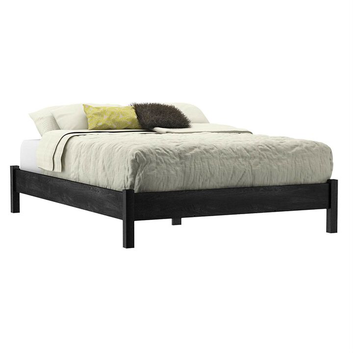 Modern Platform Bed Frame with Wood Look for Home or Apartment Bedrooms