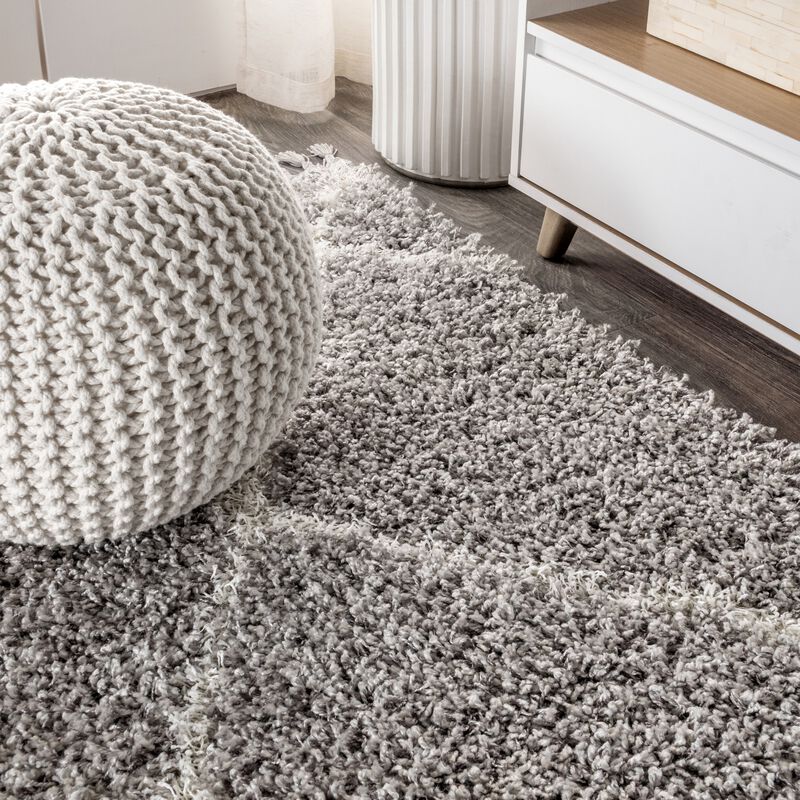 Gabrielle Mercer Shag Plush Tassel Moroccan Geometric Trellis Area Rug