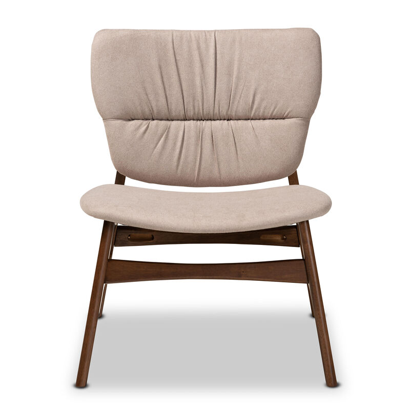 Baxton Studio Benito Transitional Beige Fabric Upholstered Wood Accent Chair