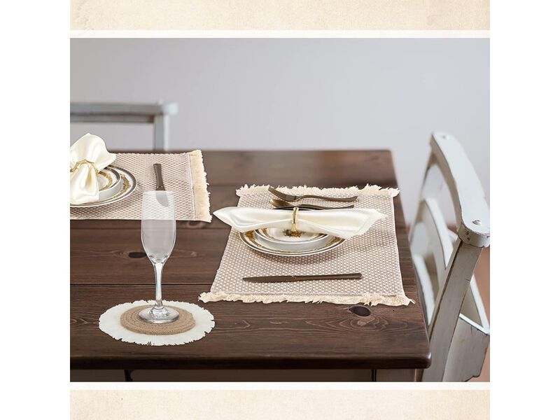 Tatuo Boho Macrame Table Runner Placemat and Coaster Set of 13