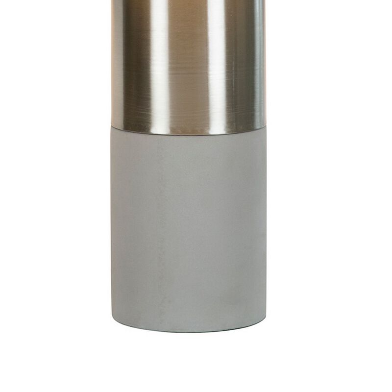 29 Inch Table Lamp, Set of 2, Metal, Concrete, Gray and Chrome Finish-Benzara
