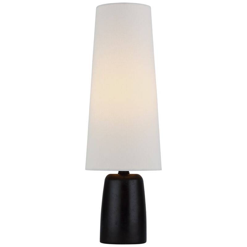 Jinny Medium Table Lamp in Aged Iron with Linen Shade
