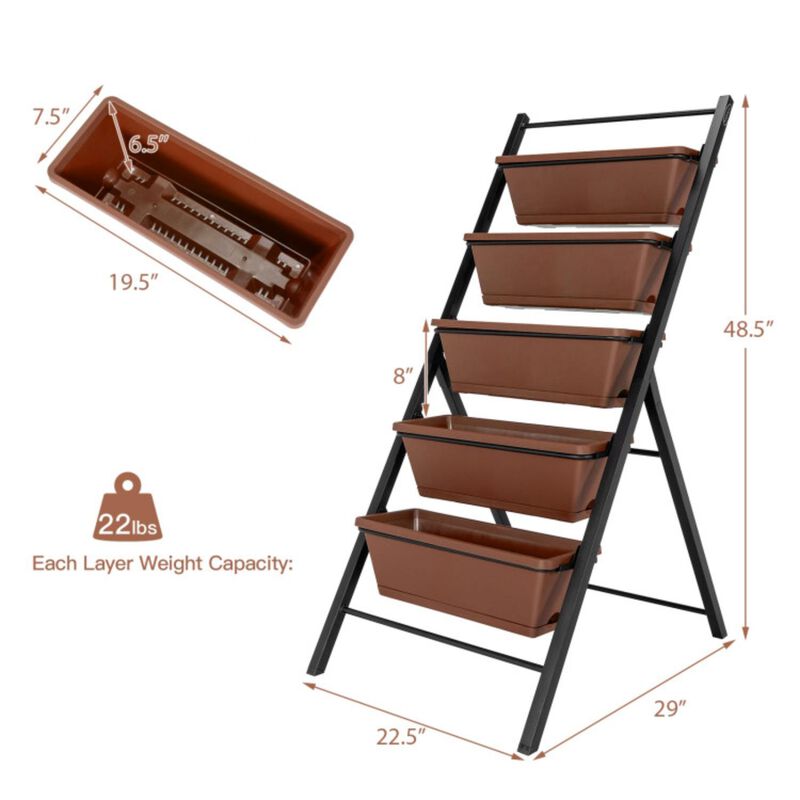 Hivvago 5-tier Vertical Garden Planter Box Elevated Raised Bed with 5 Container