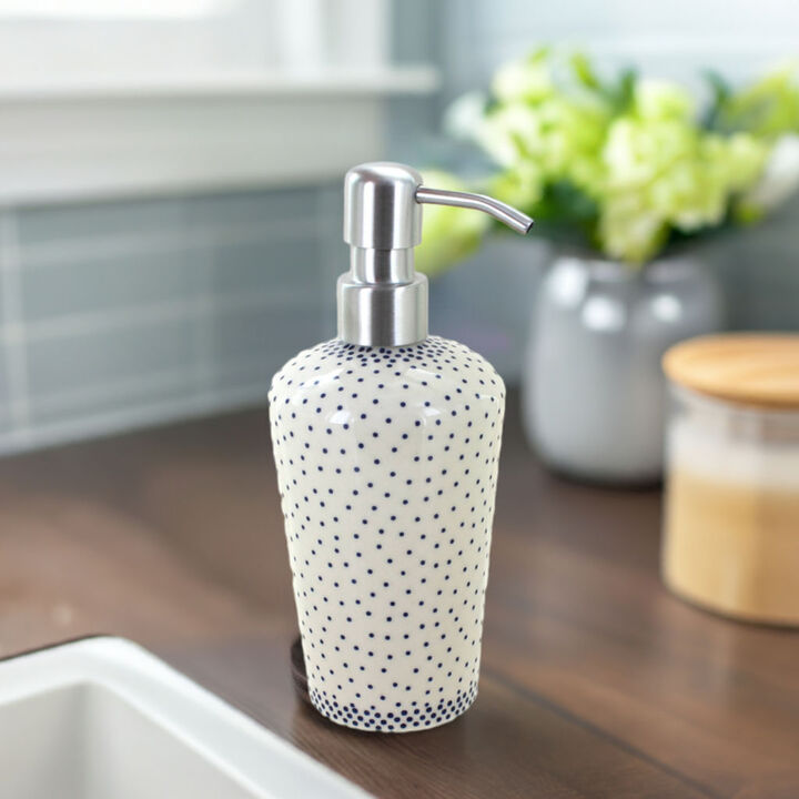 Blue Rose Polish Pottery Blue Daisy Soap Dispenser