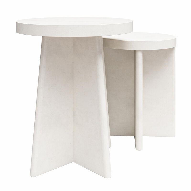 Ameriwood Home Liam Round End Tables, Set of 2, Faux Plaster