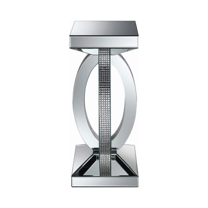 Coaster Furniture Avonlea Square Lower Shelf Clear Mirror End Table 12.25" D x 12.25" W x 27.75" H Silver 722517