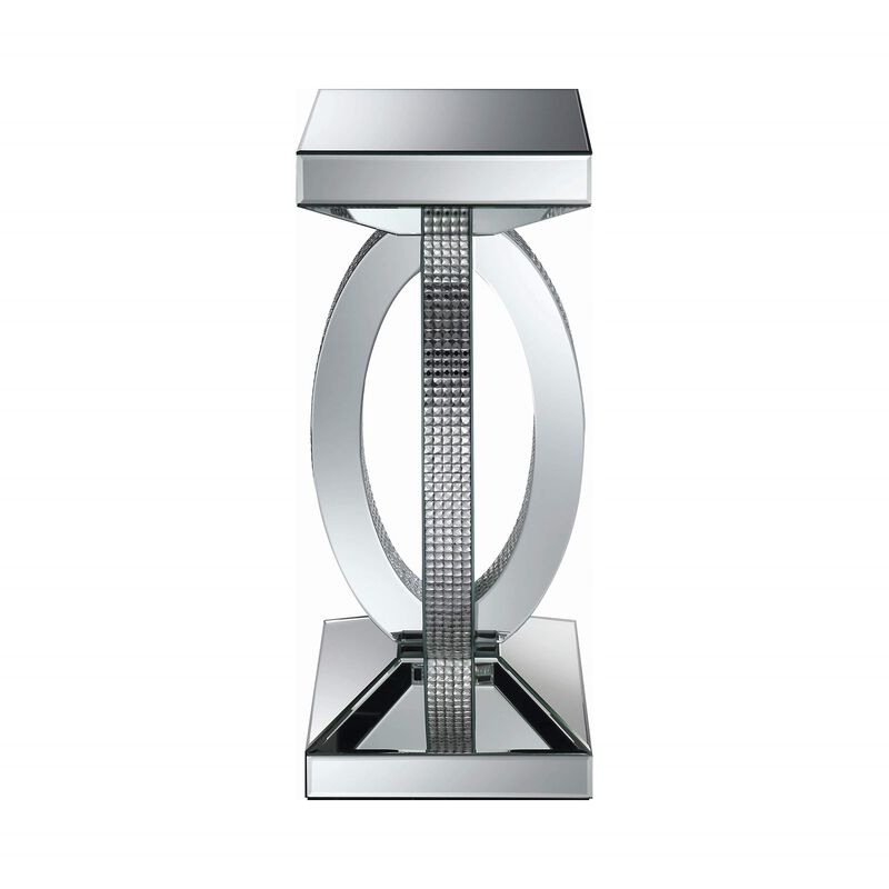 Coaster Furniture Avonlea Square Lower Shelf Clear Mirror End Table 12.25" D x 12.25" W x 27.75" H Silver 722517