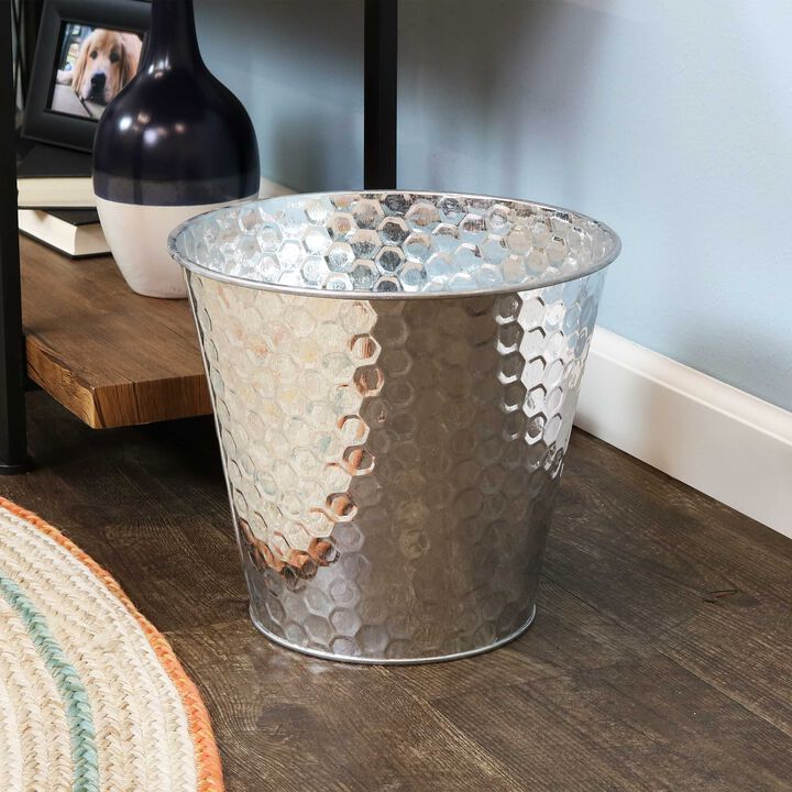 Sunnydaze Set of 4 Steel Buckets with Hexagon Pattern