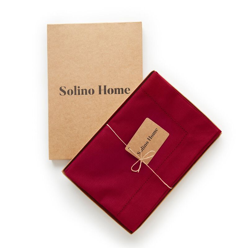 Solino Home Cotton Linen Hemstitch Dinner Napkins 20 x 20 Inch Set of 4