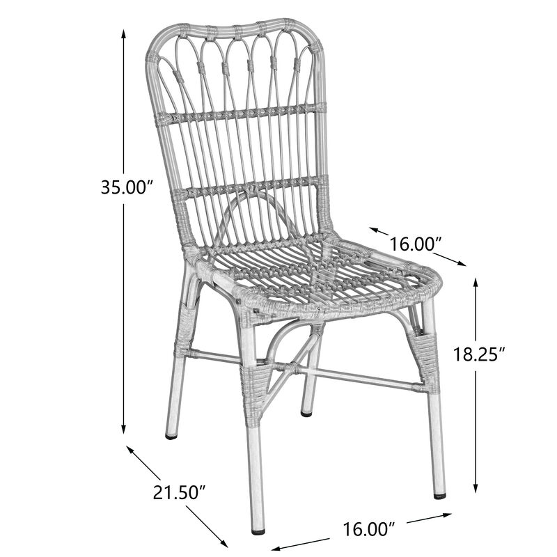 Merax Outdoor PE Wicker Patio Dining Chairs Set of 2