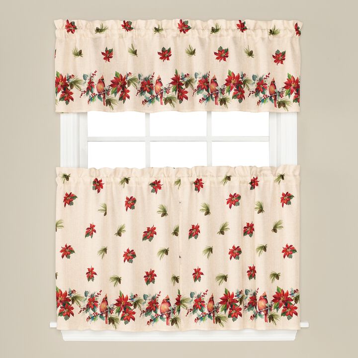 SKL Home Saturday Knight Ltd Holiday Elegance Beautiful Design With 1.5" Rod Pocket Window Tier Pair - 57x24", Multi