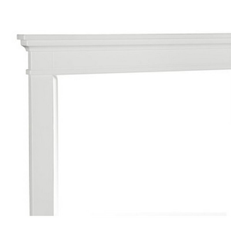 Candy 43 Inch Classic Accent Mirror, Rustic Minimalist Design, Crisp White-Benzara