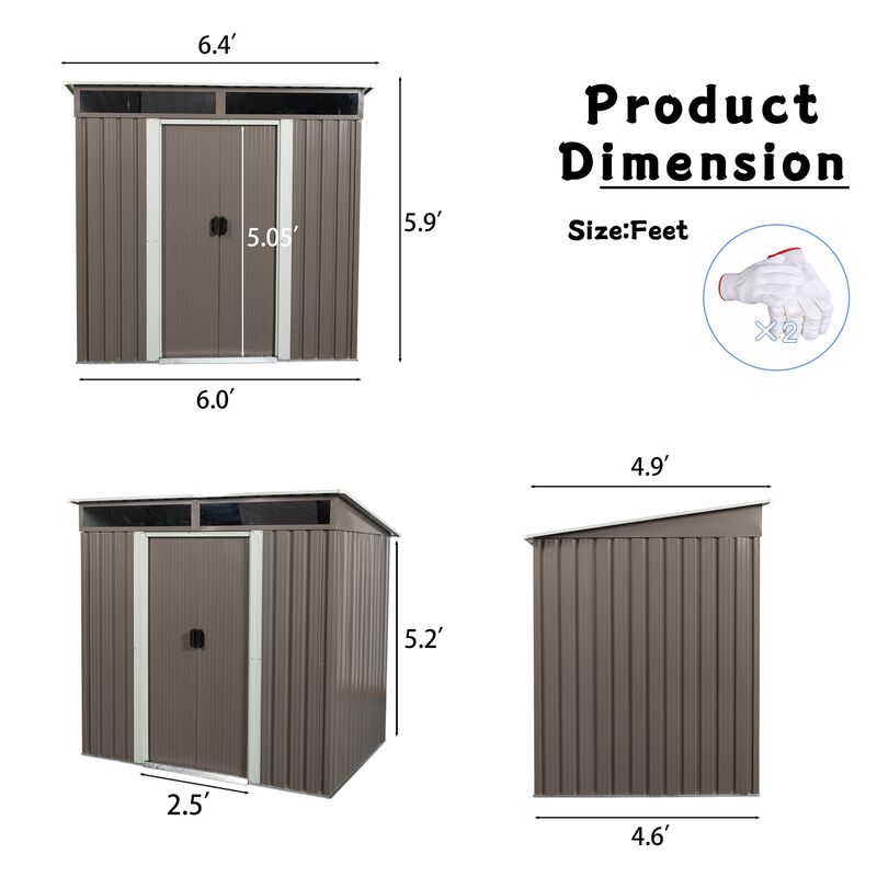 MONDAWE 6 ft. W x 5 ft. D Metal Outdoor Storage Shed, Tool Room with Base Vent 30 sq. ft. for Backyard
