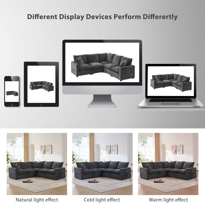 Merax Modern U Shape Modular Sofa with 2 Pillows