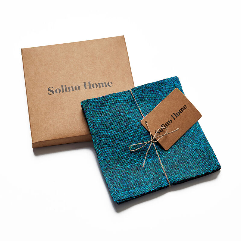 Solino Home 100% Pure Linen Cocktail Napkins Set of 12 | Athena