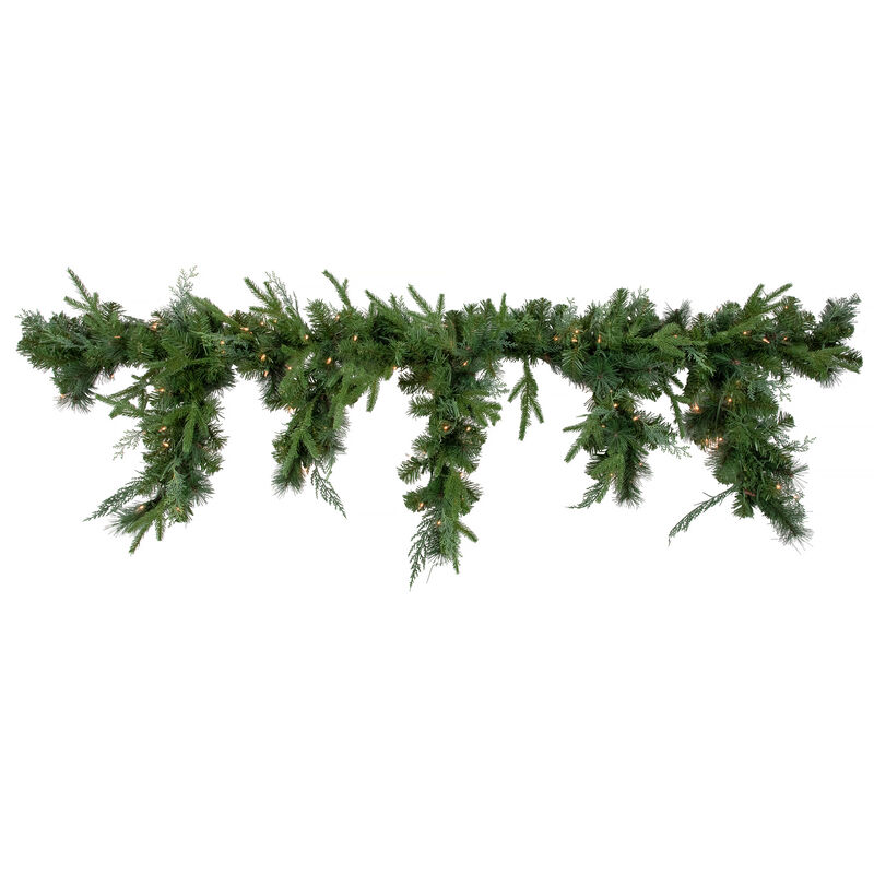 6' x 18" Pre-Lit Mixed Pine Artificial Christmas Icicle Garland  Clear Lights