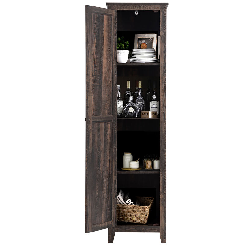 Costway Linen Tower Bathroom Storage Cabinet Tall Slim Side Organizer w/ Shelf Black
