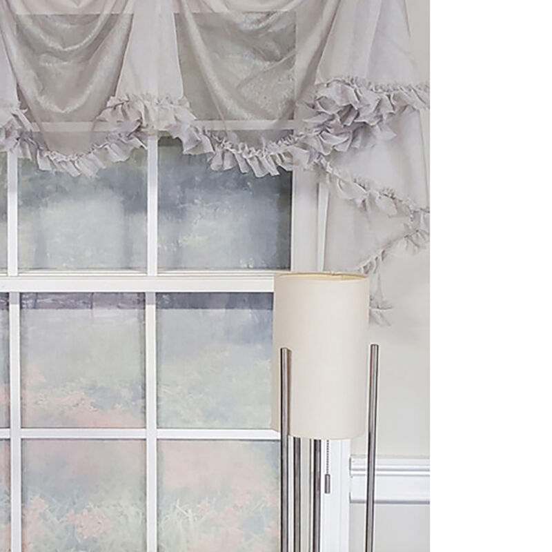 RLF Home Luxurious Modern Design Classic Sheers Victory Swag 3-Scoop Window Valance 50" x 25" Taupe