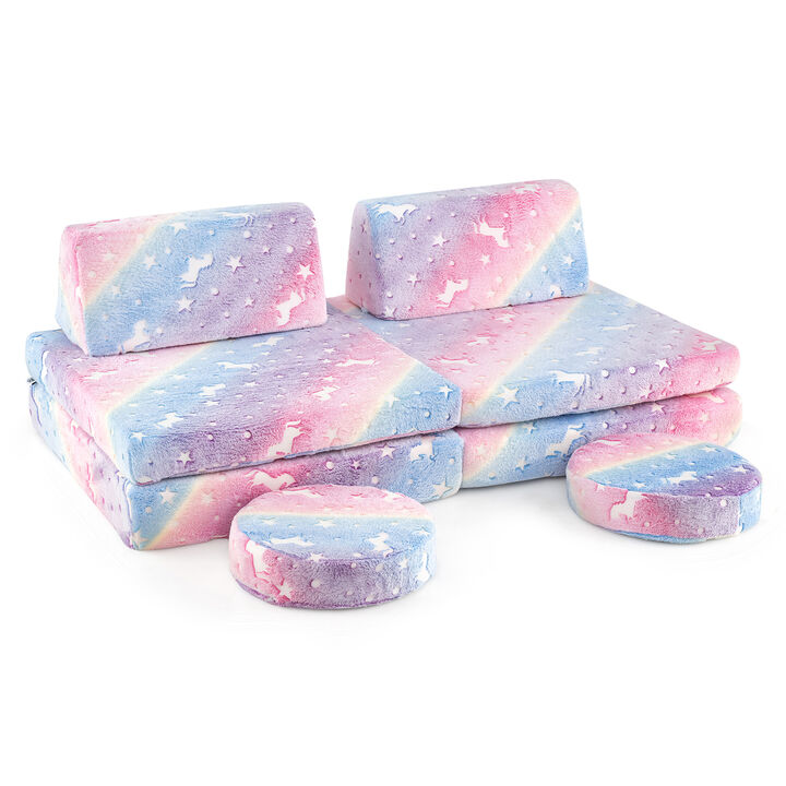 Modular Kids Play Couch Set Glow in the Dark with Portable Handles