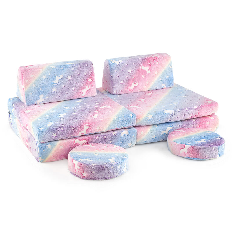 Modular Kids Play Couch Set Glow in the Dark with Portable Handles