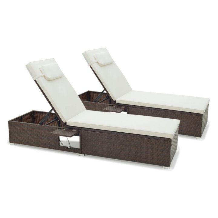 Hivvago Patio Chaise Lounge Set of 2 with Backrest Seat Cushion and Headrest