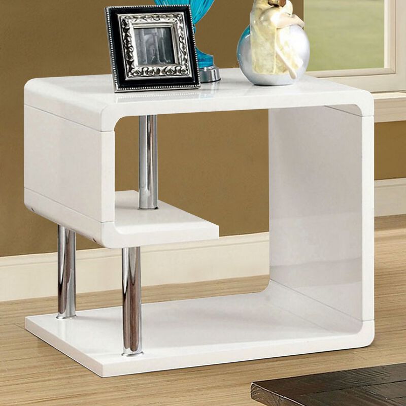 Ninove I Contemporary Style End Table, White-Benzara