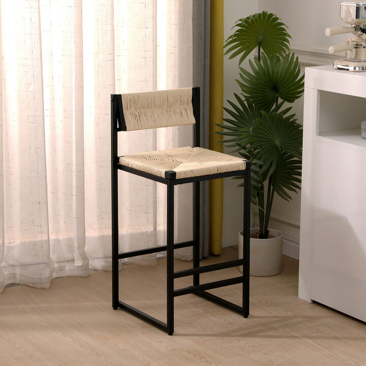 Creamy White Paper Rope Bar Stools Set of 2