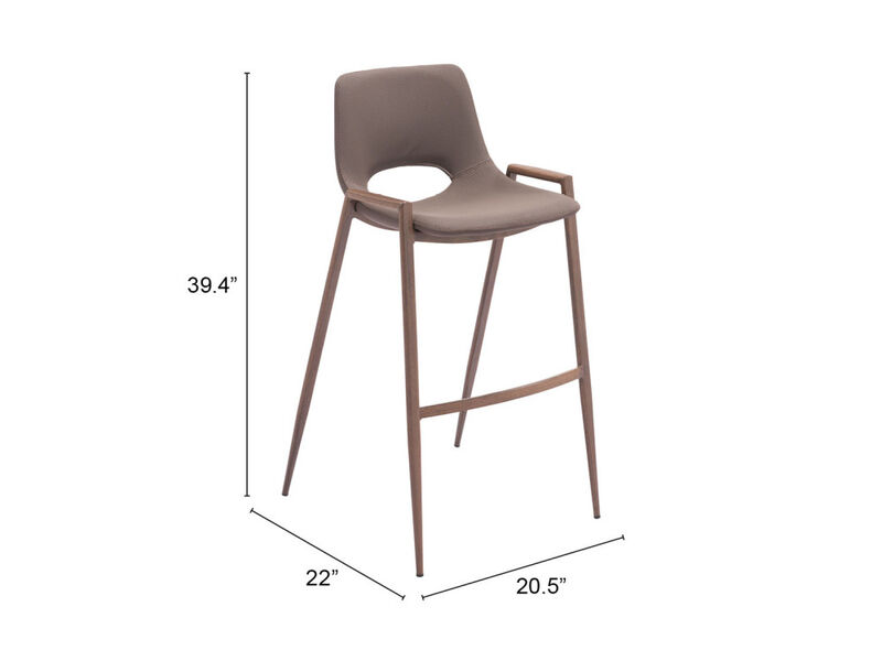 Desi Barstool (Set of 2) Brown & Walnut