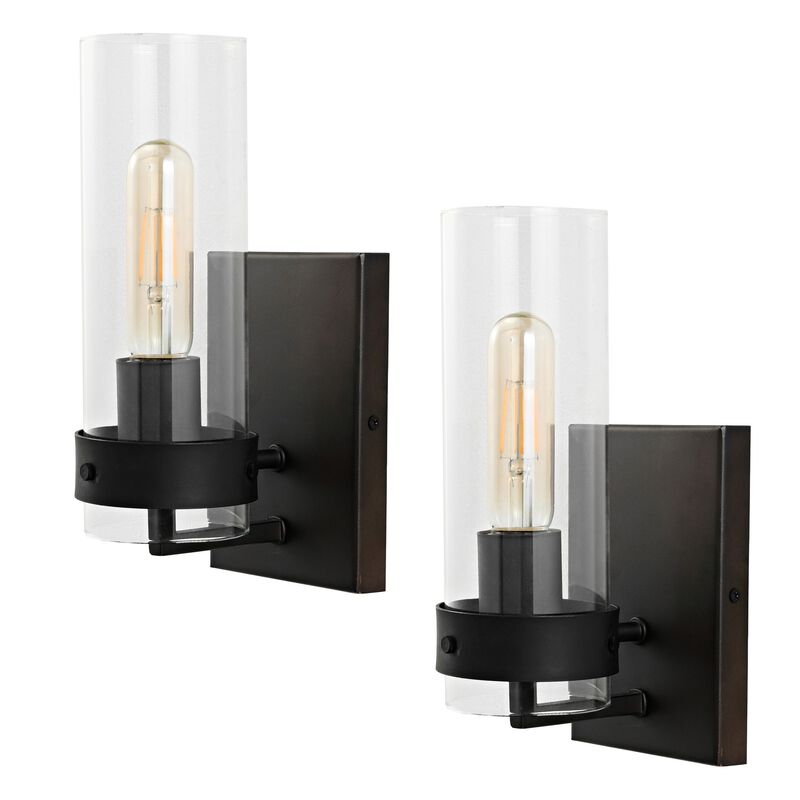 Harper Coastal Minimalist Iron/Glass LED Sconce (Set of 2)