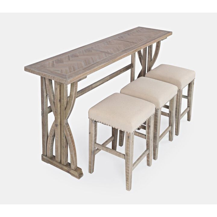 Jofran Herringbone Counter Height Four Piece Console 74 Dining Table Set