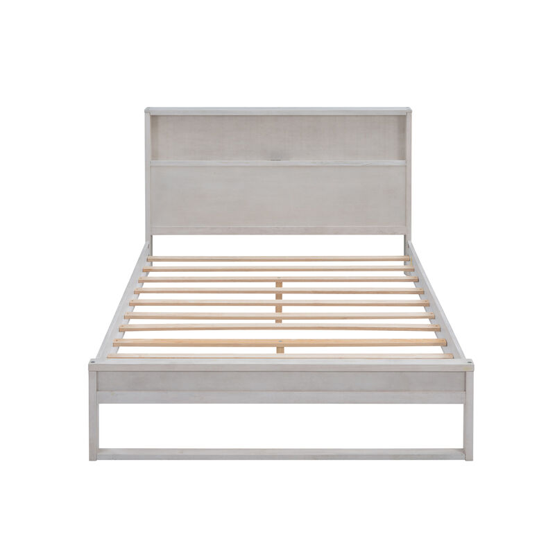 Platform Bed With Storage Headboard, Sockets And USB Ports, Full Size Platform Bed