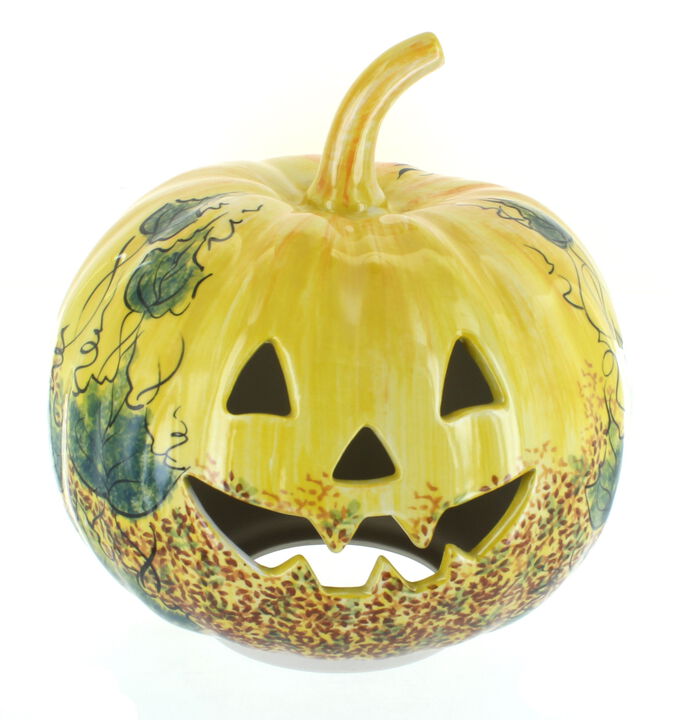 Blue Rose Polish Pottery Tulip Large Pumpkin Luminary