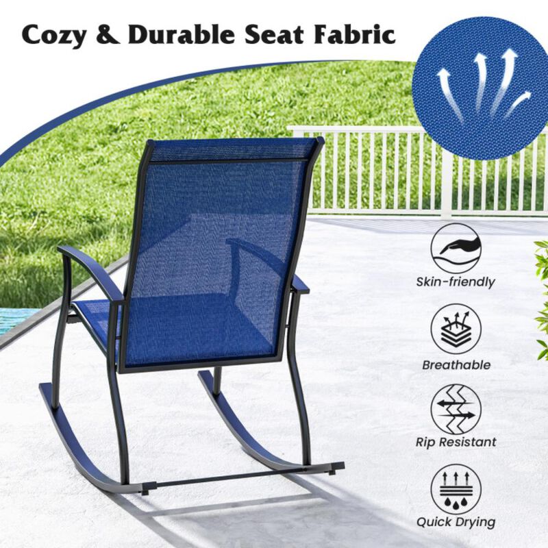 Hivvago 2 Pieces Outdoor Rocking Chairs with Breathable Backrest