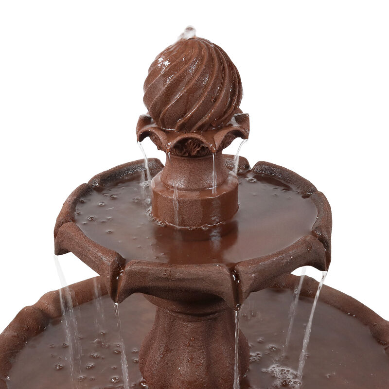 Sunnydaze Resin Outdoor 2-Tier Solar Water Fountain with Battery