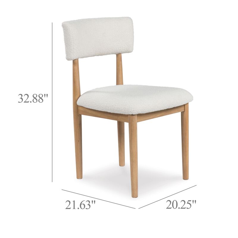 Awdyn Dining Side Chair Set of 2, Brown Solid Wood, White Seat Cushion - Benzara