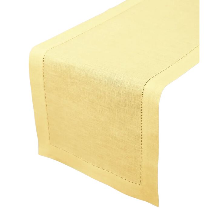 Solino Home 100% Pure Linen Table Runner | Classic Hemstitch for Thanksgiving, Christmas