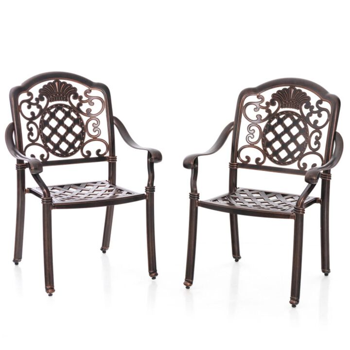 Hivvago Patio Cast Aluminum Dining Chairs Set of 2 Metal Armchairs Stackable