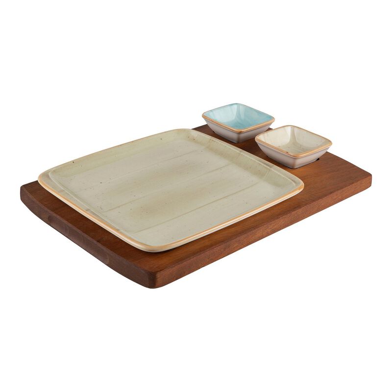 Wood 15.75" x 10.75" Rectangular Brown Wood Serving