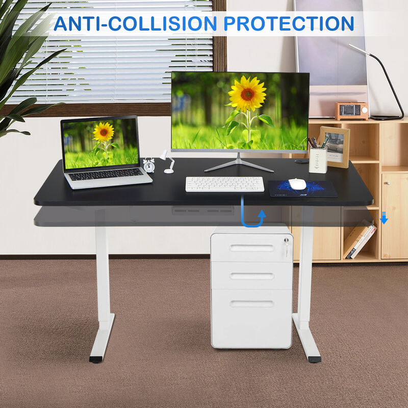 Costway Electric Sit Stand Desk Frame Dual-motor Height-adjustable Standing Desk Base with 3 Memory Positions & Touch Control Panel Home Office Black