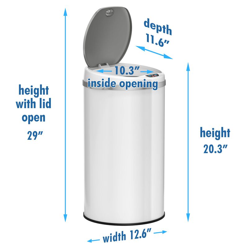 iTouchless 8 Gallon Ivory White Sensor Trash Can