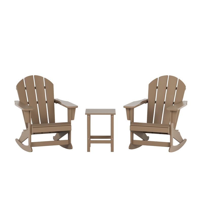 WestinTrends 3-Piece Outdoor Patio Rocking Adirondack Chairs with Side Table Set