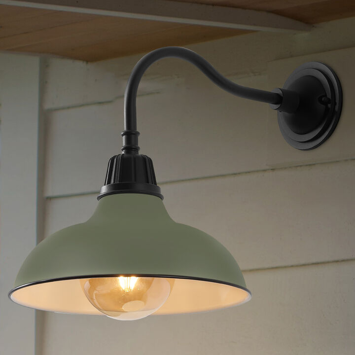 Aurora Farmhouse Industrial Indoor/Outdoor Iron LED Gooseneck Arm Outdoor Sconce