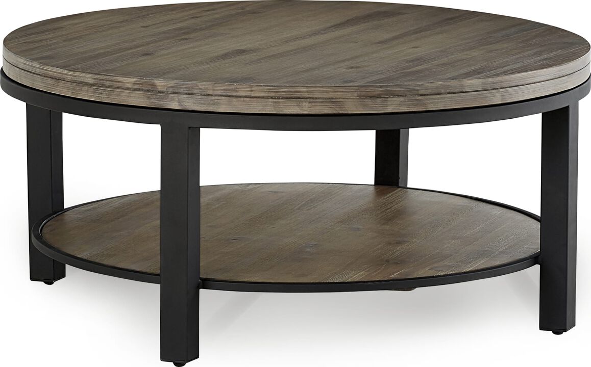 Canyon Solid Wood and Metal Round Coffee Table