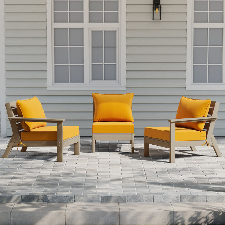 WestinTrends Outdoor Patio HDPE Sectional Sofa with Patio Cushions
