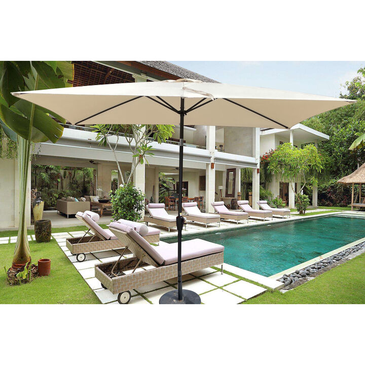 6 X 9FT Patio Umbrella Outdoor Waterproof Umbrella With Crank And Push Button Tilt