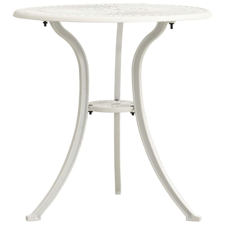 vidaXL Garden Table White 24.4"x24.4"x25.6" Cast Aluminum