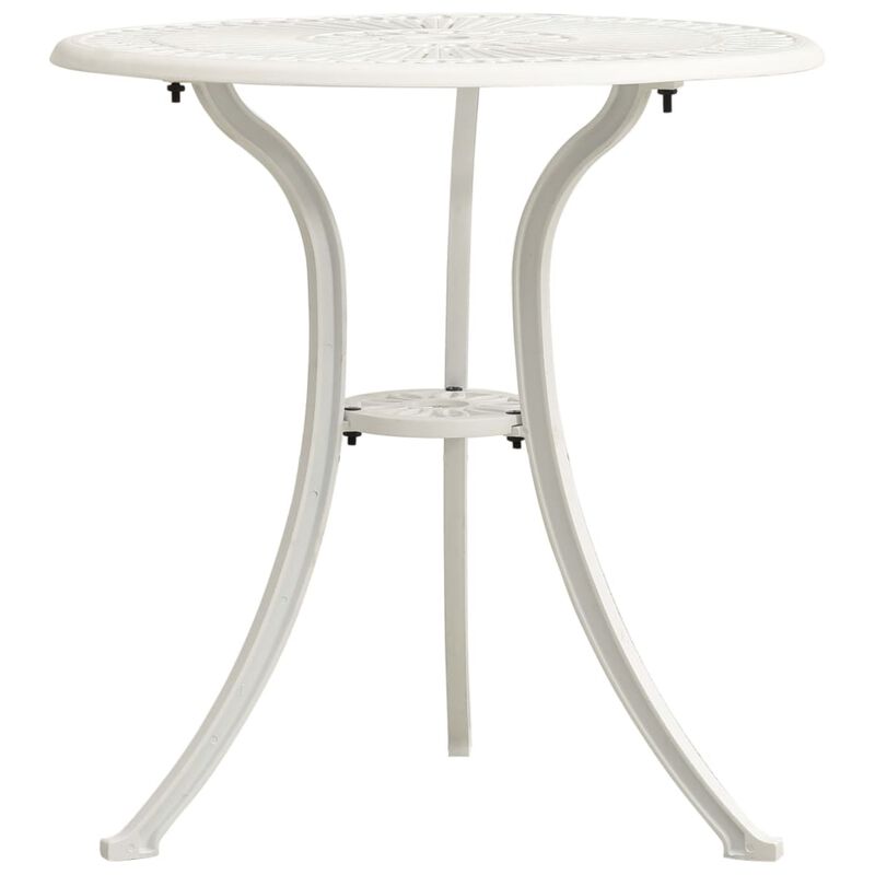 vidaXL Garden Table White 24.4"x24.4"x25.6" Cast Aluminum
