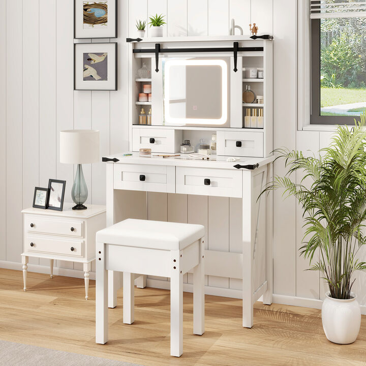 Makeup Vanity Desk with Mirror and Adjustable Storage Shelves