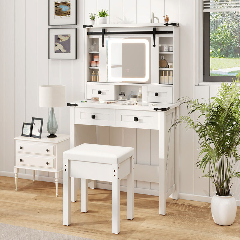 Makeup Vanity Desk with Mirror and Adjustable Storage Shelves