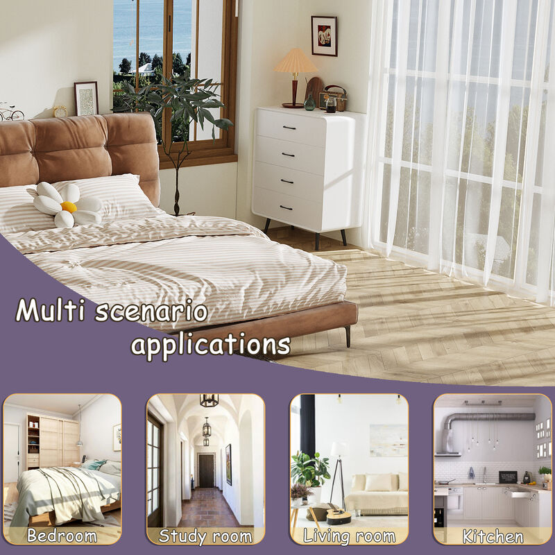 FUFU&GAGA Modern 4-Drawer Dresser with Sleek Black Handles & Legs (31.5" W x 15.7" D x 38.6" H), White